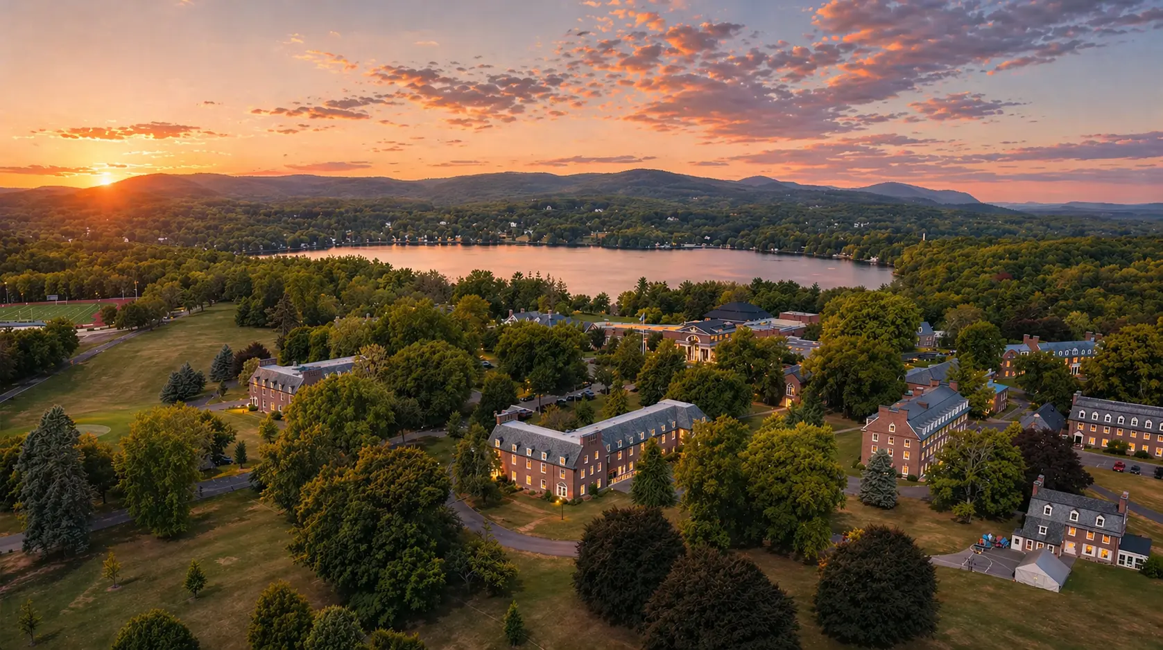 The Hotchkiss School campus at sunset