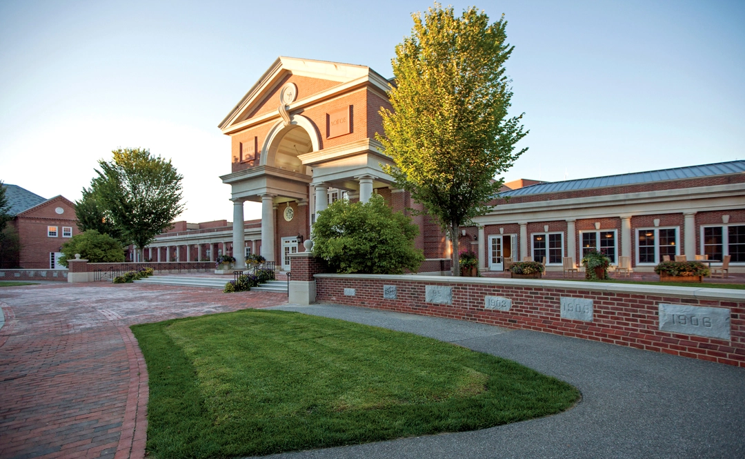 The Hotchkiss School main building at golden hour
