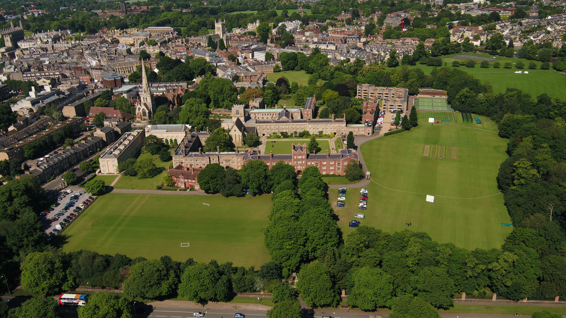 Jesus College aerial view